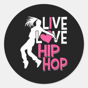I Love Hip Hop Dance - Pink Heart And Hip Hop Danc Classic Round Sticker
