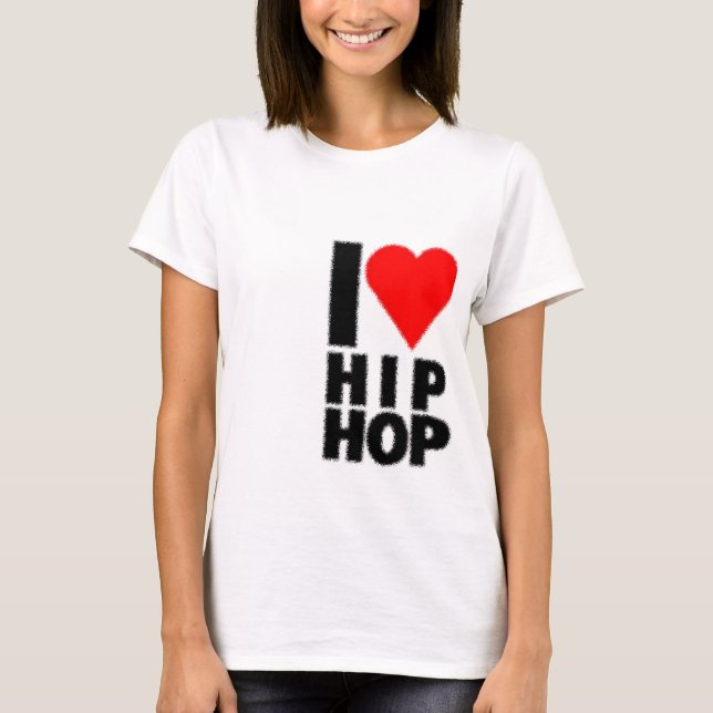 I Love Hip Hop - Heart on heart T-Shirt (Front)