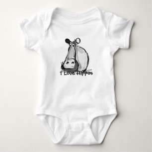I Love Hippos Baby Bodysuit