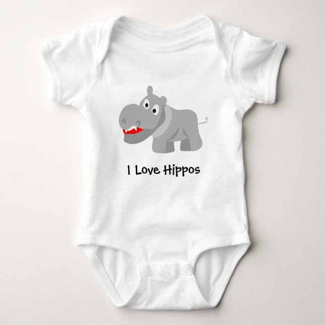 I Love Hippos Baby Bodysuit (Front)