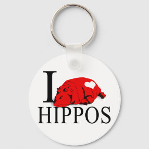 I Love Hippos Keychains