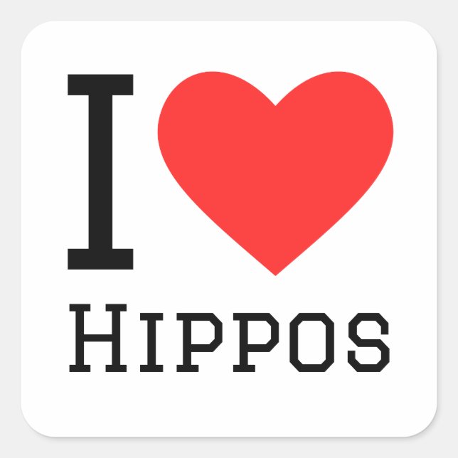 I love hippos square sticker (Front)