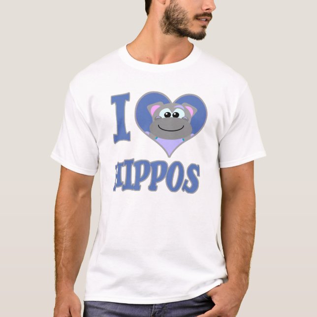 I Love hippos T-Shirt (Front)