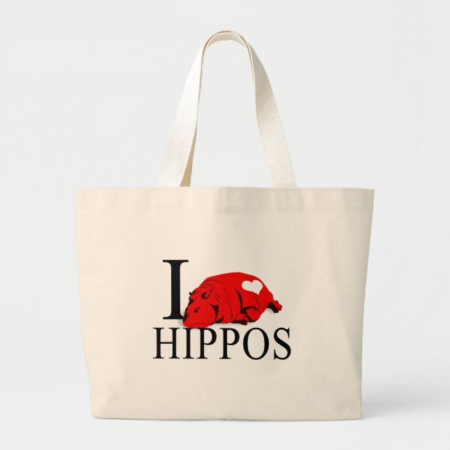I Love Hippos Tote Bags (Front)