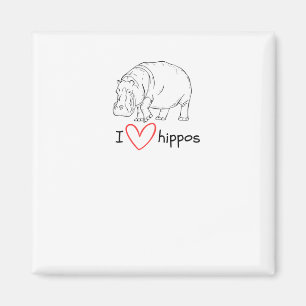 I Love Hippos - Wild Life S Sticker Magnet