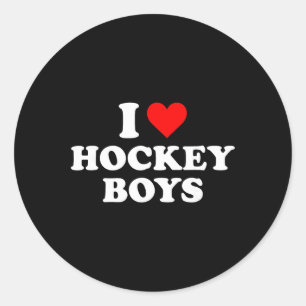 I Love Hockey Boys Classic Round Sticker