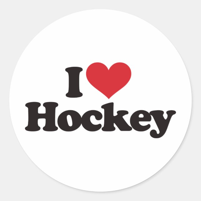 I Love Hockey Classic Round Sticker (Front)