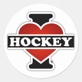 I Love Hockey Classic Round Sticker