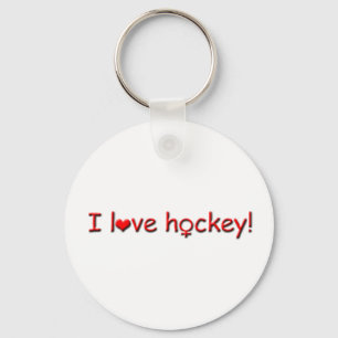 I love hockey!-Female Key Ring