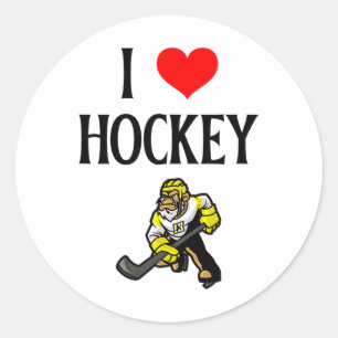 I Love Hockey I Heart Hockey Funny Ice Hockey Love Classic Round Sticker