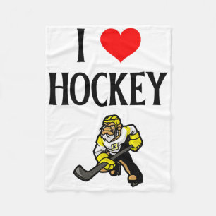 I Love Hockey I Heart Hockey Funny Ice Hockey Love Fleece Blanket