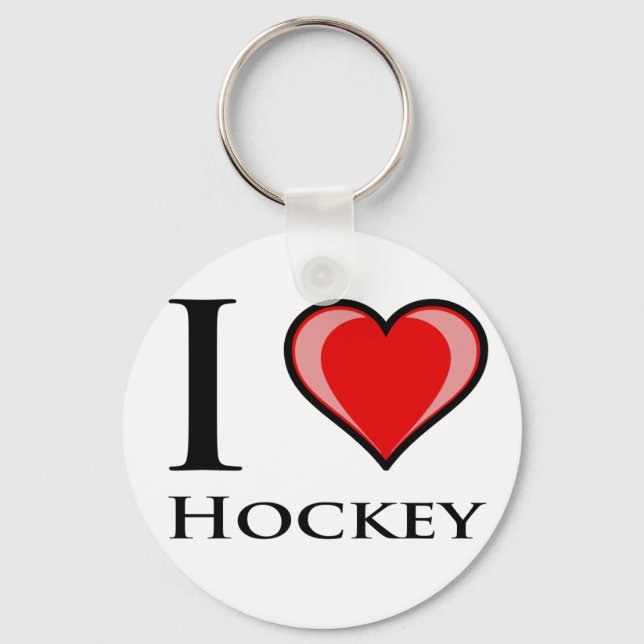 I Love Hockey Key Ring (Front)
