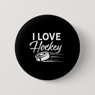 I Love Hockey Player Team Game Goalie 6 Cm Round Badge