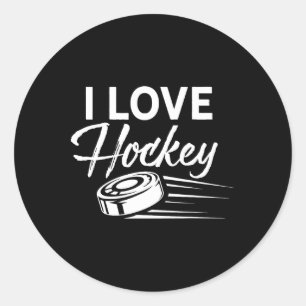 I Love Hockey Player Team Game Goalie Classic Round Sticker