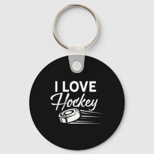 I Love Hockey Player Team Game Goalie Key Ring