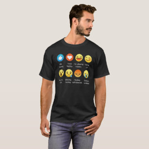 I Love HOCKEY Social Emoticon (emoji) - White Font T-Shirt