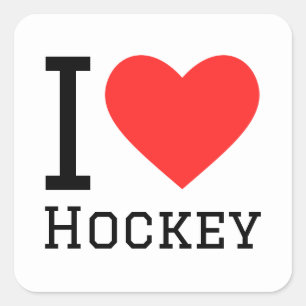 I love hockey square sticker
