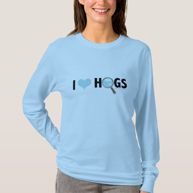 I Love Hogs Light Blue/Black T-Shirt (Front)
