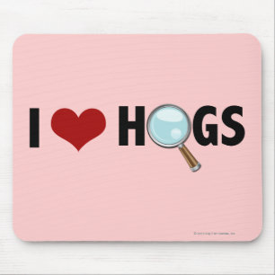 I Love Hogs Red/Black Mouse Pad