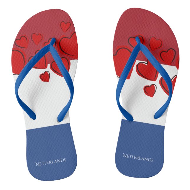 I Love Holland, Flag of the Netherlands Thongs (Footbed)