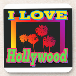 I LOVE Hollywood Palm Trees in the Box Coaster