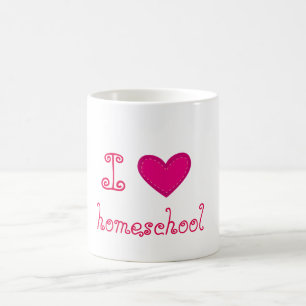 I love homeschool pink heart coffee mug