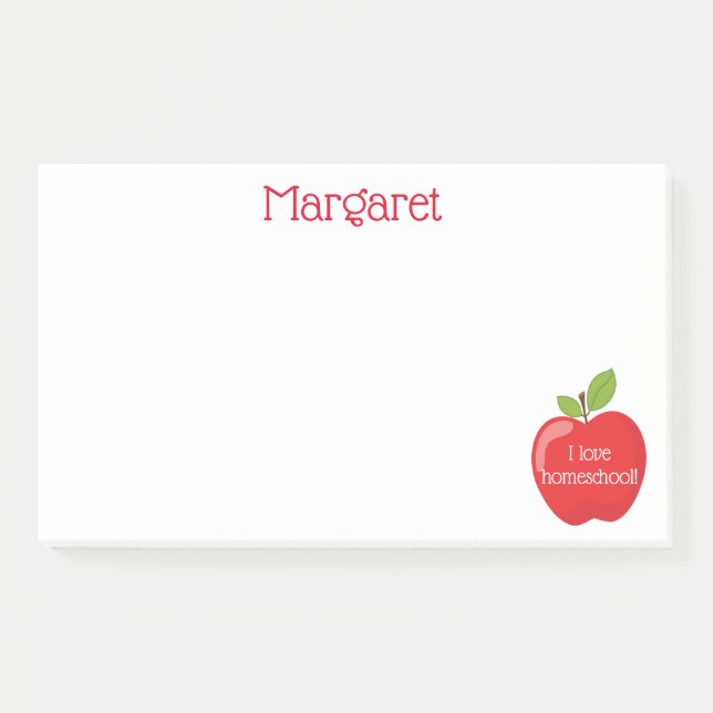 I love homeschool red apple post-it notes (Front)