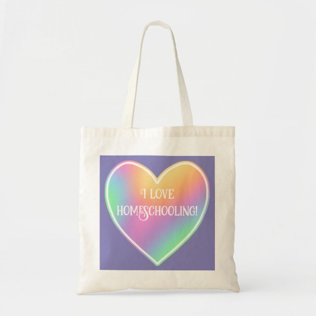 I Love Homeschooling Heart Tote Bag (Front)