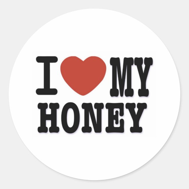 I LOVE HONEY CLASSIC ROUND STICKER (Front)