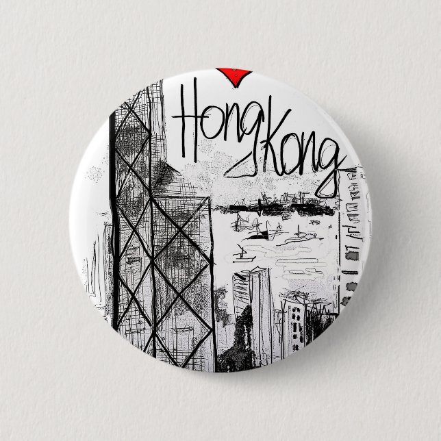 I love Hong Kong 6 Cm Round Badge (Front)