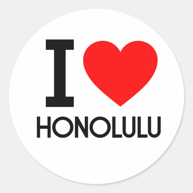 I Love Honolulu Classic Round Sticker (Front)