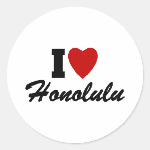 I Love Honolulu Classic Round Sticker