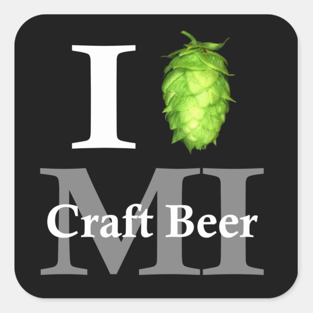 I love (hop) Michigan craft beer! Square Sticker (Front)