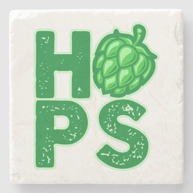 I Love Hops In Craft Beer Stone Coaster (Front)