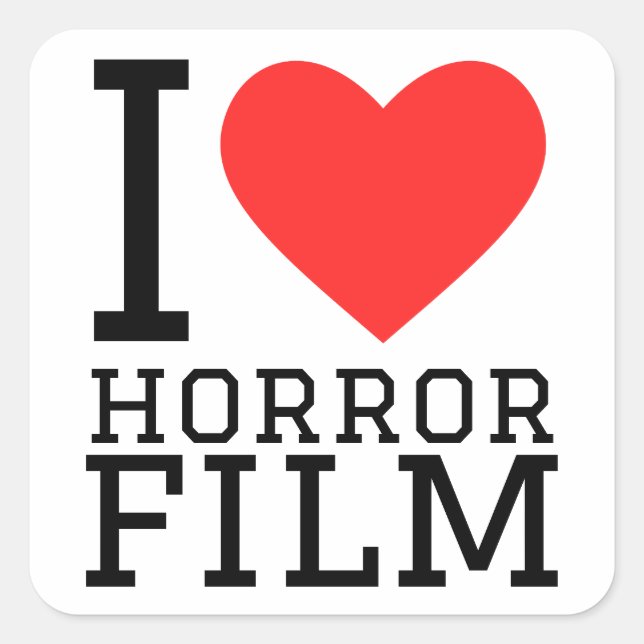 I love horror film square sticker (Front)