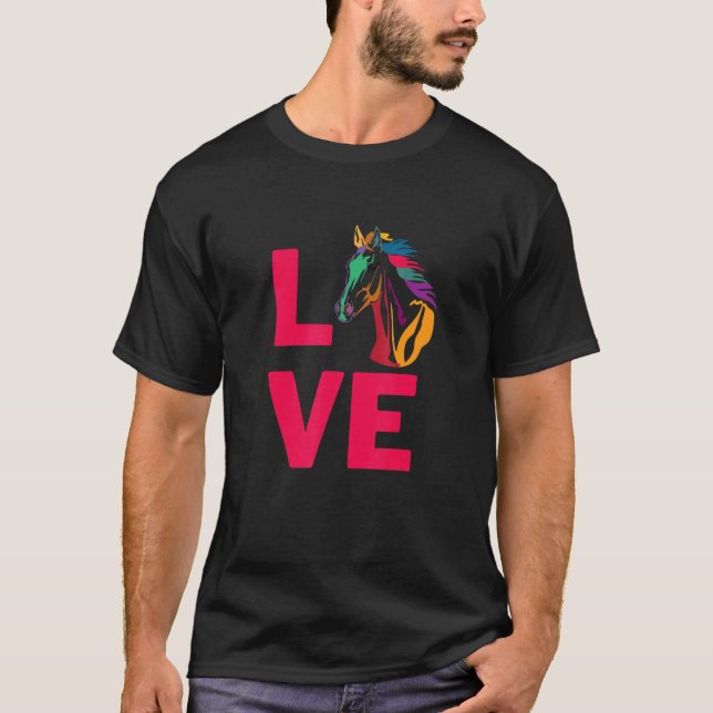 I Love Horse Mammal Pet Owners And Animal T-Shirt (Front)