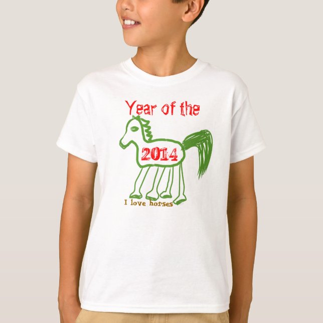 I Love Horses 2014 Year of the Horse Whimsical T-Shirt (Front)