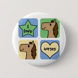 I Love Horses 6 Cm Round Badge