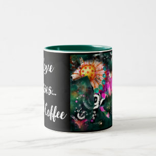 I Love Horses Abstract Whimsical Horse Painting Two-Tone Coffee Mug