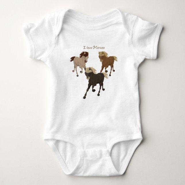 I Love Horses Baby Bodysuit (Front)