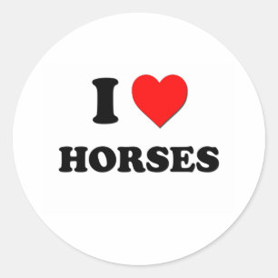 I Love Horses Classic Round Sticker