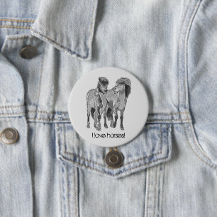 I love horses! Cute Icelandic ponies 7.5 Cm Round Badge