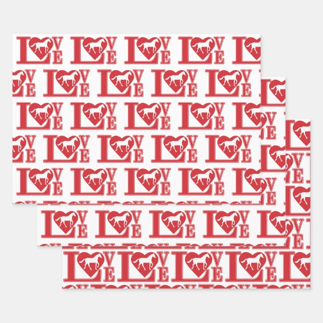 I love Horses, Horse Love Wrapping Paper Sheet (Set)