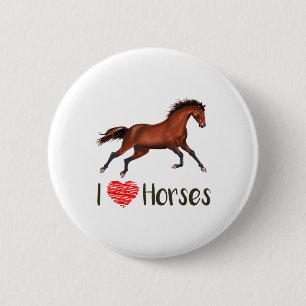I Love Horses Horseback Riding Equestrian Gift Ide 6 Cm Round Badge