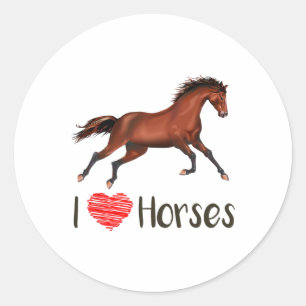 I Love Horses Horseback Riding Equestrian Gift Ide Classic Round Sticker