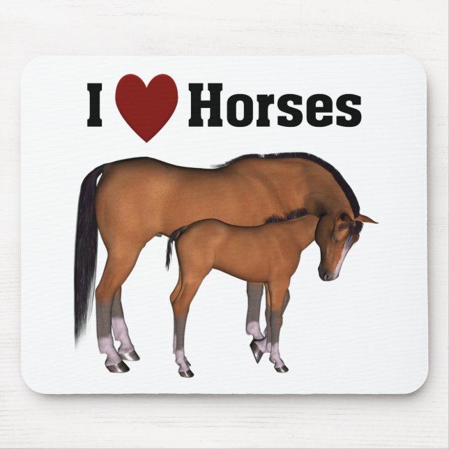 I Love Horses Mousepad (Front)