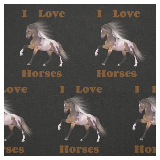 I Love Horses - Paint Horse Fabric (Swatch)