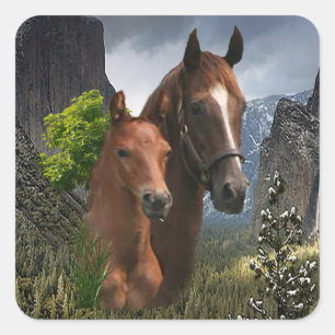 I love horses square sticker