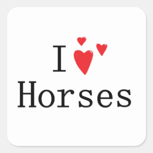 I Love Horses Square Sticker