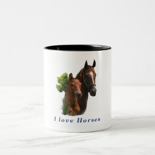 I love horses Two-Tone coffee mug